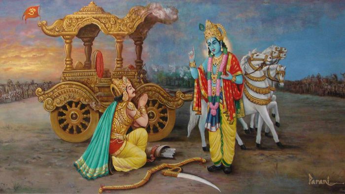 Krishna narrates Gita to Arjuna