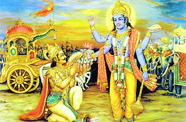 Krishna Imparting Knowledge to Arjuna